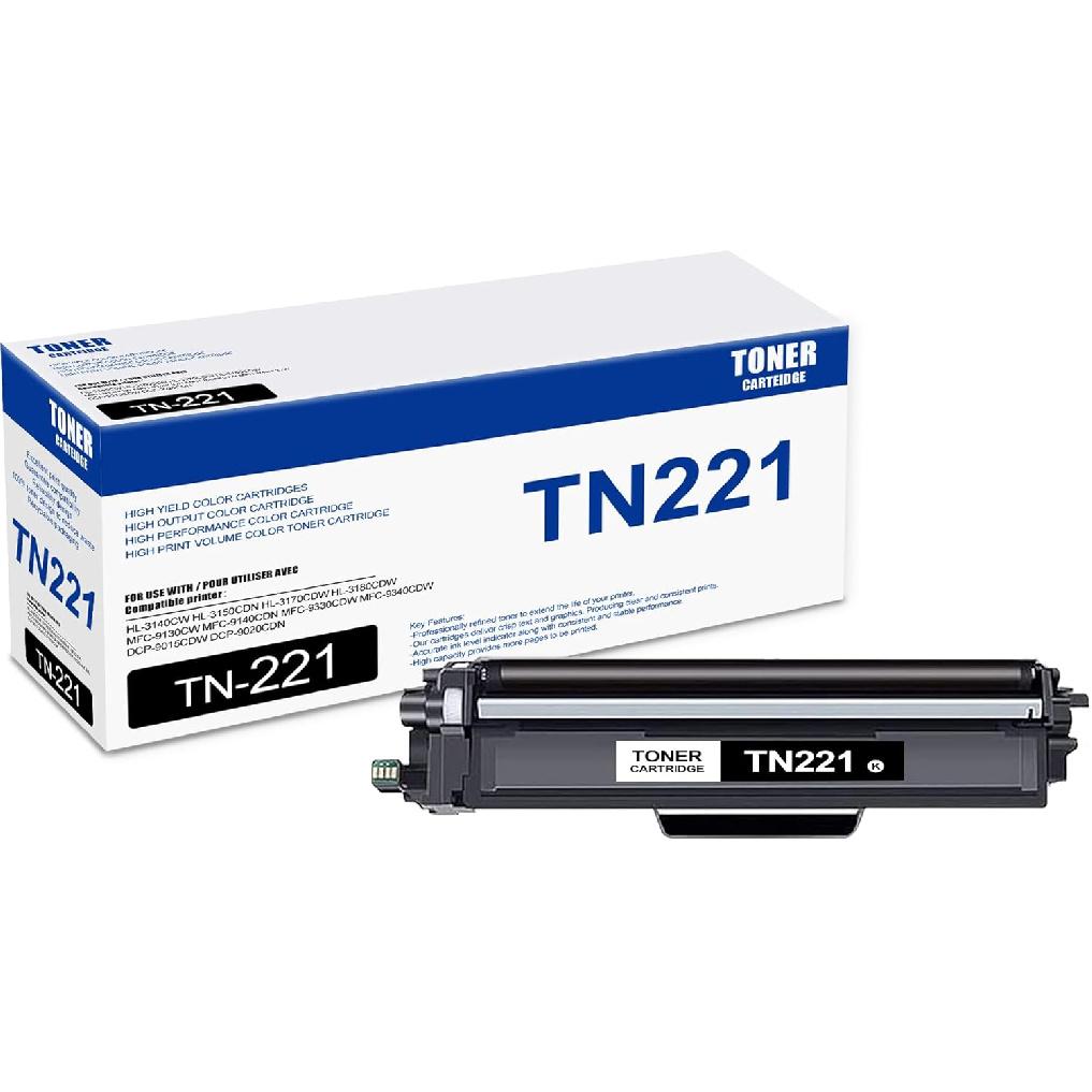 1 Opakowanie czarnego tonera TN221, Kompatybilny zamiennik tonera Brother TN221 TN-221 do drukarek HL-3140CW 3150CDN 3170CDW 3180CDW oraz urządzeń wielofunkcyjnych MFC-9130CW 9140CDN