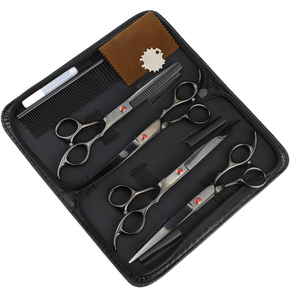 6.0/7 Inch, Color 4 Packs, Pet Beauty Scissors, Straight Scissors, Set Steel Comb Cross-Border