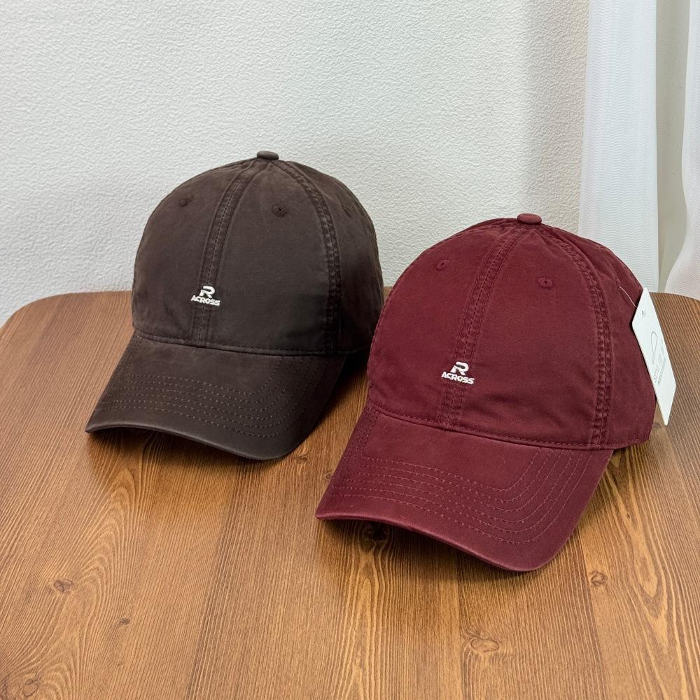 Fashion Hat Korean Big Head Hat Versatile Retro Simple R Letter Baseball Cap Male and Female Couples Student Fashion Cap