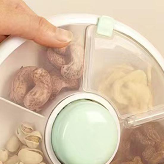 Snack Spinner Container 5 Compartments Snack Box Easy On-the-Go Divided Snack Box with Button Safe ABS Leak-Proof
