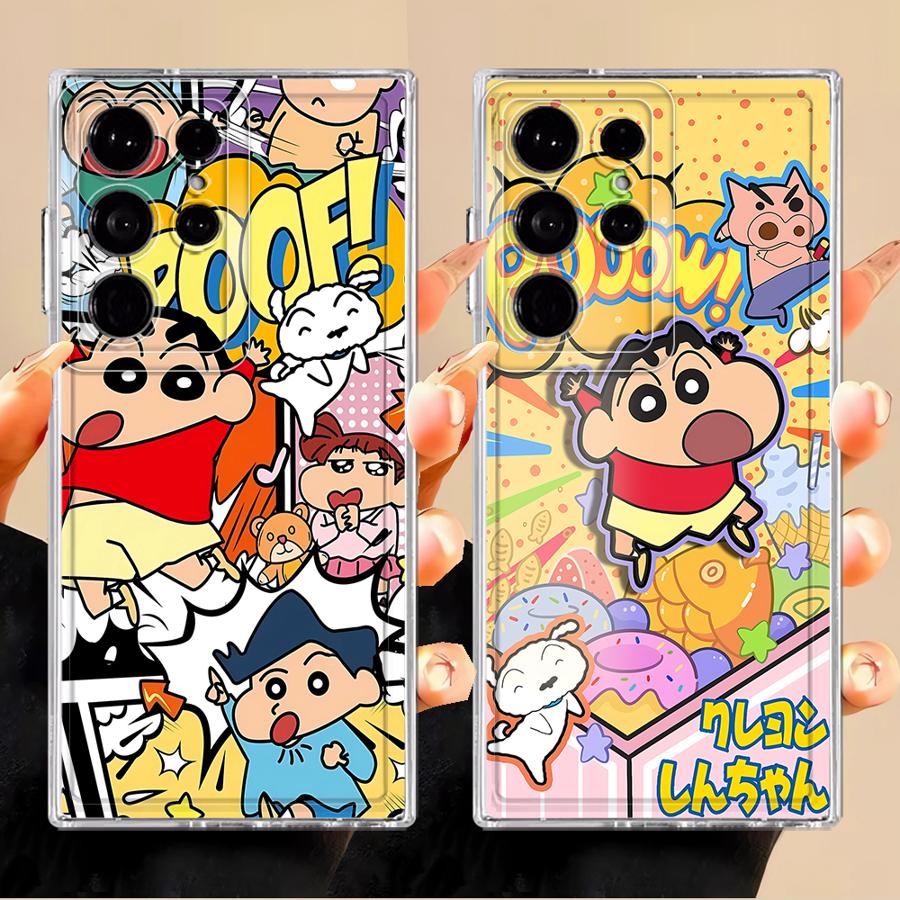 Cute Crayons Shinchan Case for Samsung Galaxy S23 Ultra S20 Plus S22 FE S26 Note 20 Ultra 10 S24 S21 S25 Edge Phone Cover