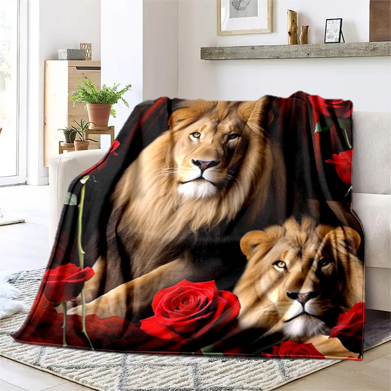 1PC Lion Printed Blanket, All Season Lightweight Home Office Outdoor Nap Multifunctional Blanket