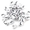 6x6mm Black Letter Beads On White Acrylic Squares for DIY Jewelry and Creative Accessories