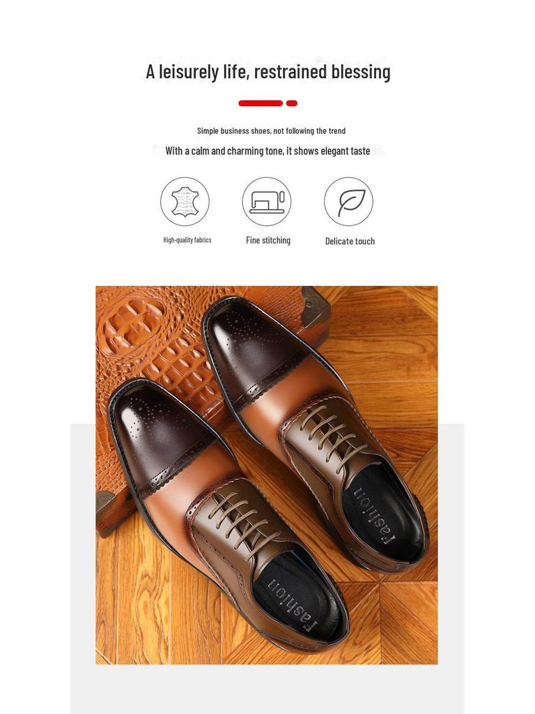 New Brogue Leather Men's Shoes - Stylish, Breathable, Versatile for Business and Weddings In Spring and Autumn