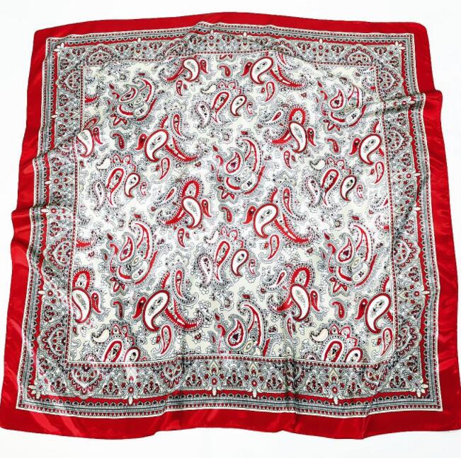 New Designs 90*90cm Square Silk Scarves Women Foulard Head Scarf Ladies Shawl Wrap Bandanna Female Chiffon Hijab Beach Scarf