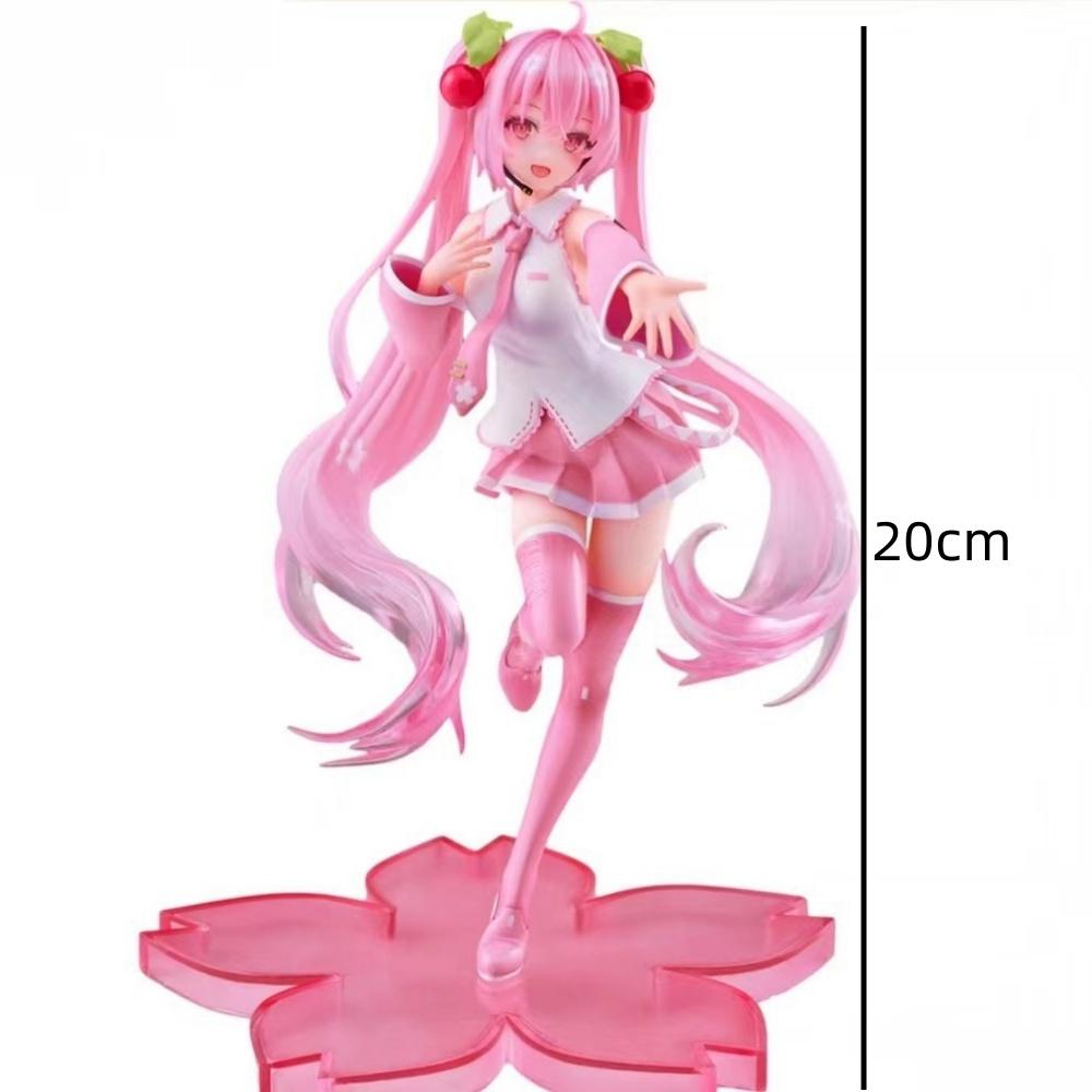 20cm Anime Virtual Singer Hatsune Miku Pink Sakura Fairy Tale Wonderland Kawaii Figure PVC Model Toys Doll Gifts