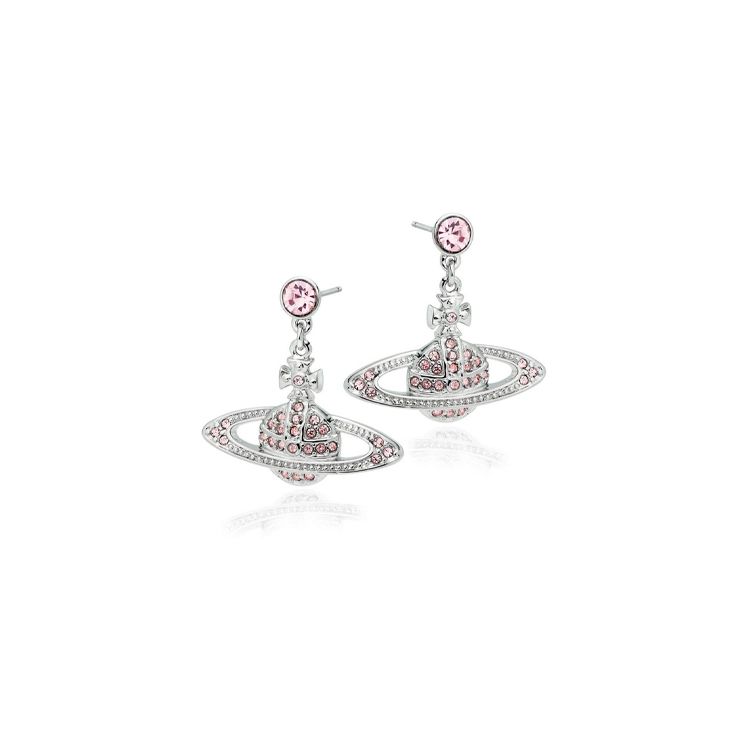 Vivienne Westwood Mini Bas Relief Drop Earrings Women earrings Pink Brass 62020025-02P207-CN Box+Shopping Bag