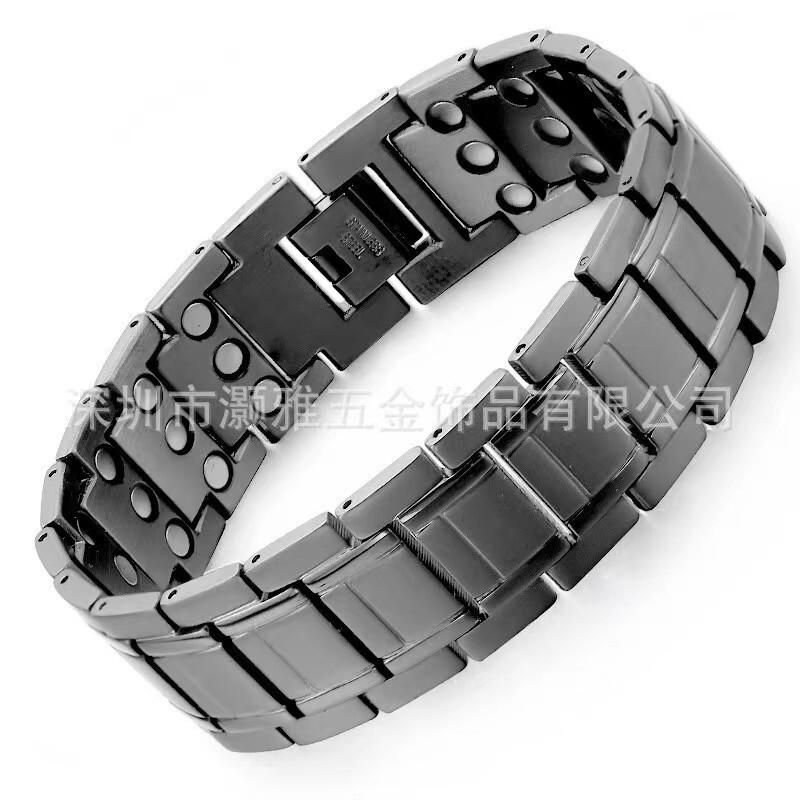 Mens Titanium Steel Geometric Bracelet With Magnetic Clasp Stylish Minimalist Wristband Daily Wear