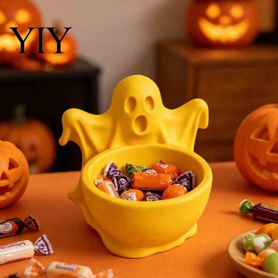 Autumn Party Table Centerpiece 3D Printed Ghost Candy Bowl for Halloween Decorations, Multi-functional Desktop Storage Unique Niche Home Furnishings