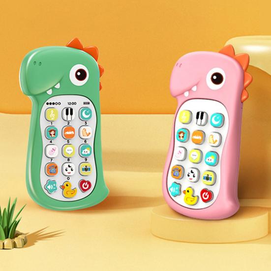 Music Phone Toy Bite-resistant Simulated Thickened Bilingual Volume Adjustment Number Enlightenment ABS Cute Dinosaur Education Phone Birthday Gift