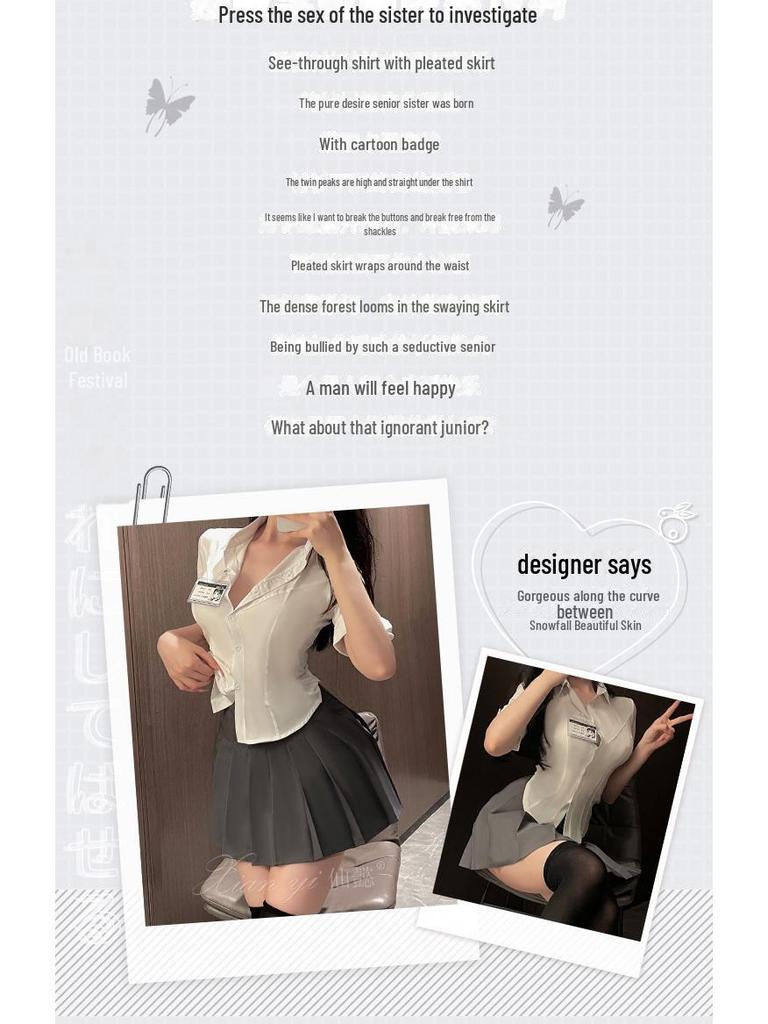 Xianyi Japanischer Stil Plissee-Rock & Kurzarmhemd JK Uniform für Damen