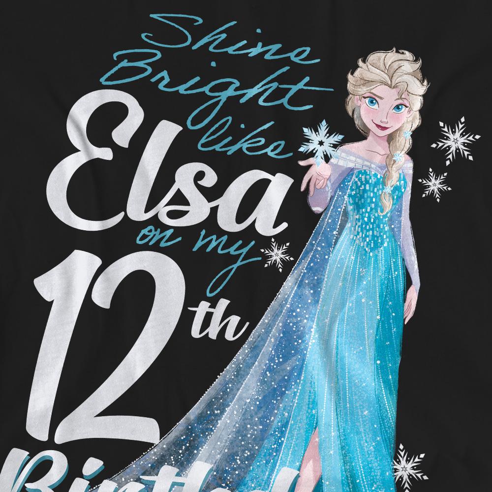 Frozen Unisex Adult Bright Like Elsa 12th Birthday T-Shirt