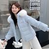 European and American Short Cotton-padded Women's New Winter Fashion Texture Large Fur Collar Small Cotton-padded Jacket