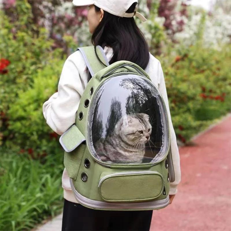Portable Clear Pet Backpack Kennel For Cats & Small Pets Outdoor Breathable Backpack Adequate Ventilation Design Travel Kennel