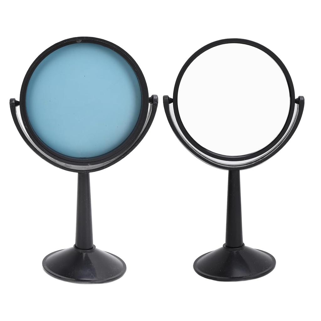 4 Inch Round Glass Concave Mirror Lens Black Frame, Adjustable View Clear Reflection for Science Experiments