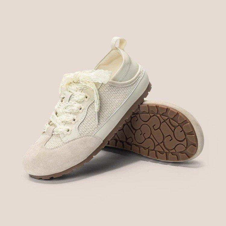 [Youshilai] Hollow and Breathable Fly-woven Shoes for Women's 2025 Summer New Comfortable and Breathable Retro Flat-bottomed German Training Shoes