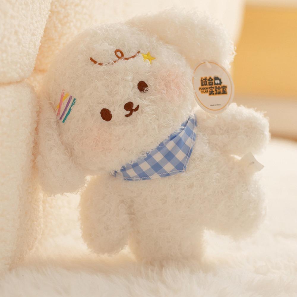 Wear Scarf Little Dog Plush Toy Puppy White Dog Doll Creative Small Dog Plush Doll  Birthday Gift