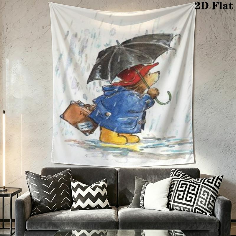 Paddington Bear Wall Tapestry Aesthetic Wall Hanging Printed Fabric Blanket Decorative Tapestries for Bedroom Living Room Home Decor