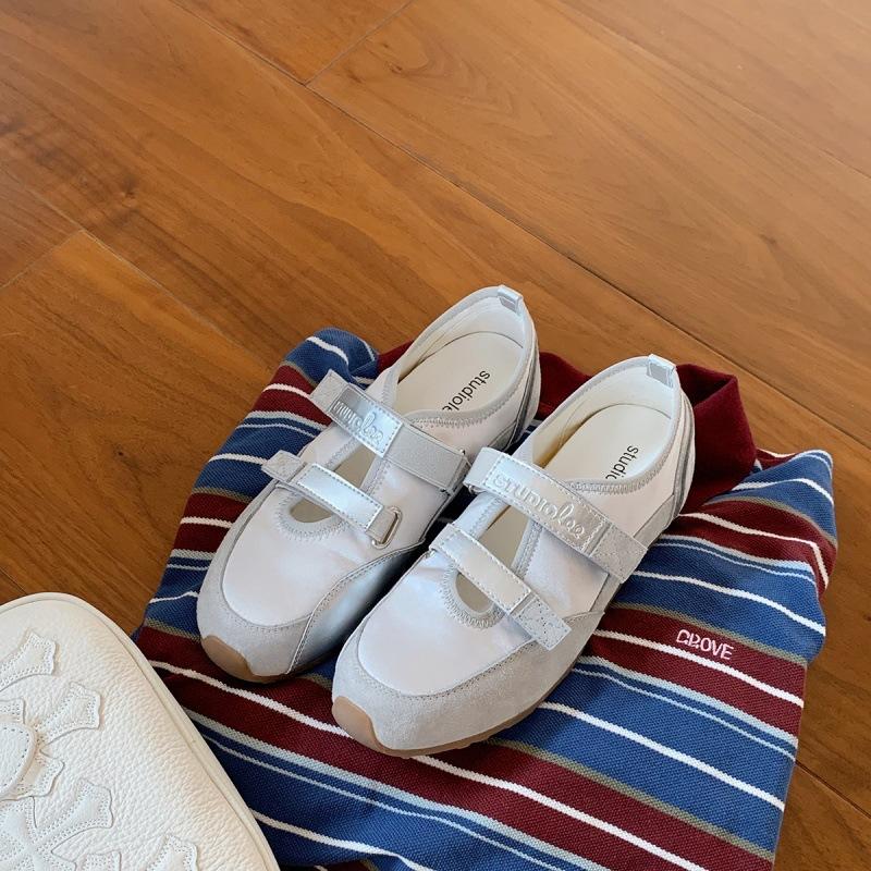 Lazy Gospel~ 2025 Neue Doppel-Klettverschluss Ausmalen Weiche Sohle Weiche Oberfläche Ballett Einzelne Schuhe Mary Jane Freizeitschuhe Damen