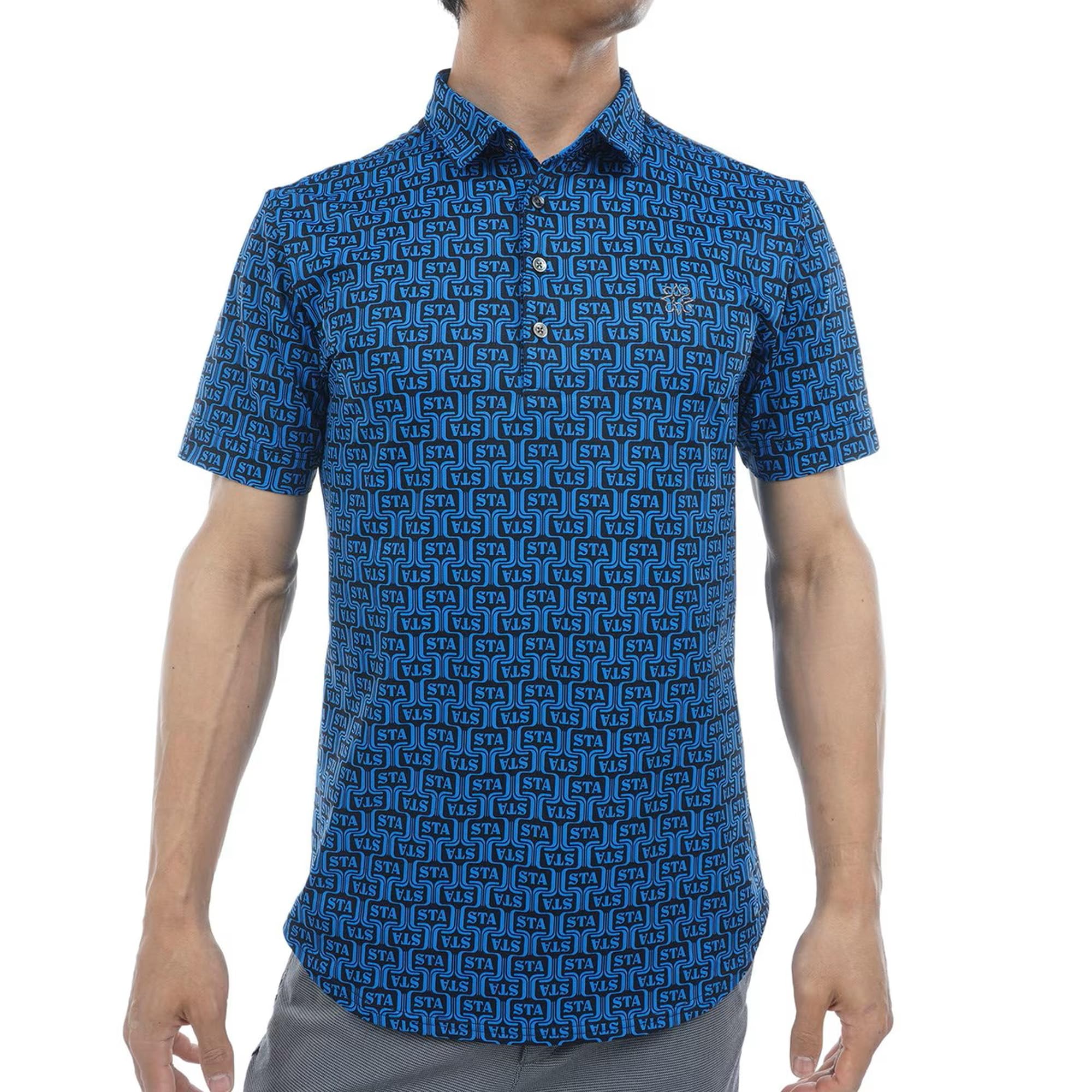 

Andrews Short Sleeve Polo Shirt Wave Pattern with Golf L St. Men s (New Mesh) / / 042-5160557 110_Blue