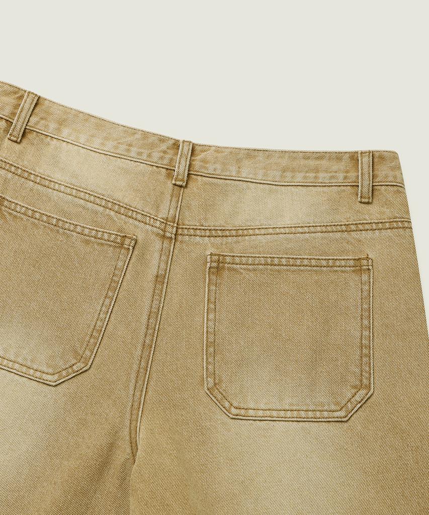 NODU Side Cut Washed Bermuda Shorts [Beige]