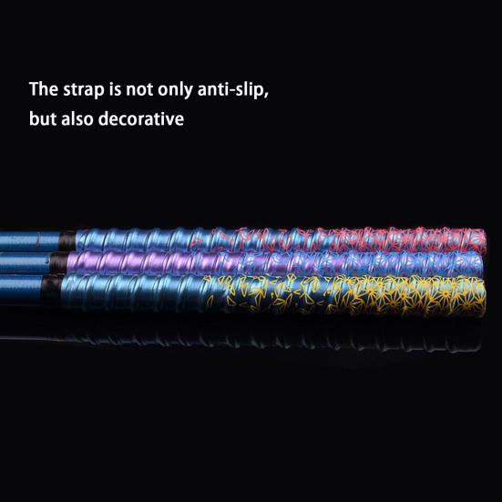 4.6ft Grip Winding Strap Trendy Pattern Lengthened Elastic Flexible Sweat Absorption Anti-skid Multicolor Gradient Color Fishing Pole Wrap