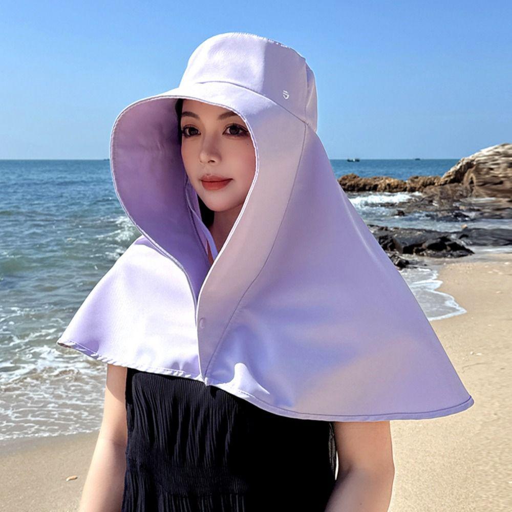 Wind Proof Large Brim Sun Hat Solid Color Sun Protection Cap Simple Wide Brim Sunhat  Fishing