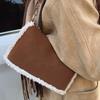Retro Matte Shoulder Bag Women's Autumn New Lamb Wool Splicing Underarm Bag Commuter Messenger Bag Women's Bag