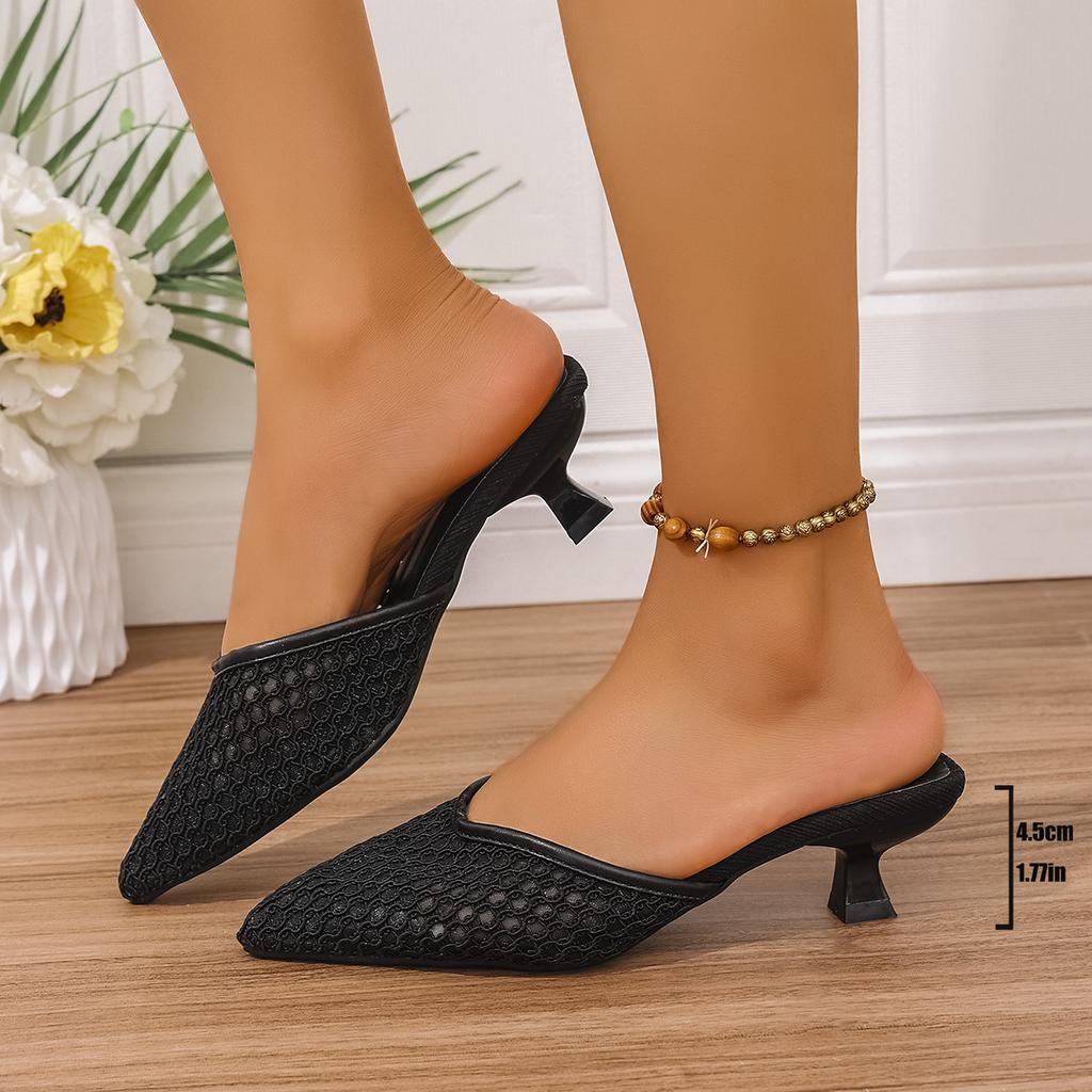 Foreign trade new 2025 summer baotou half-drag women's shoes 43 large size breathable high-heeled cool slippers sexy European and American slippers