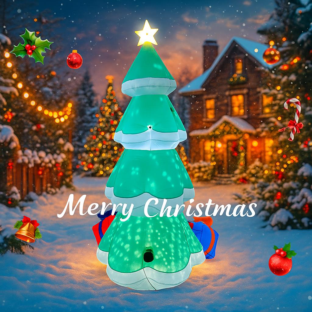 7.8FT LED Inflatable Yard Decoration LED Tree with Gifts Xmas Home Decor Outdoor Indoor Ornaments Supplies Toy Christmas Holiday