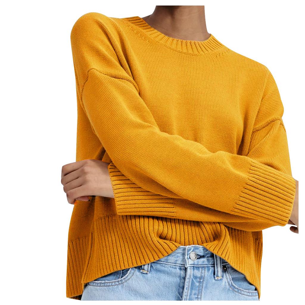 Dammode Tröja Enfärgad Rundhals Kort Pullovertröja