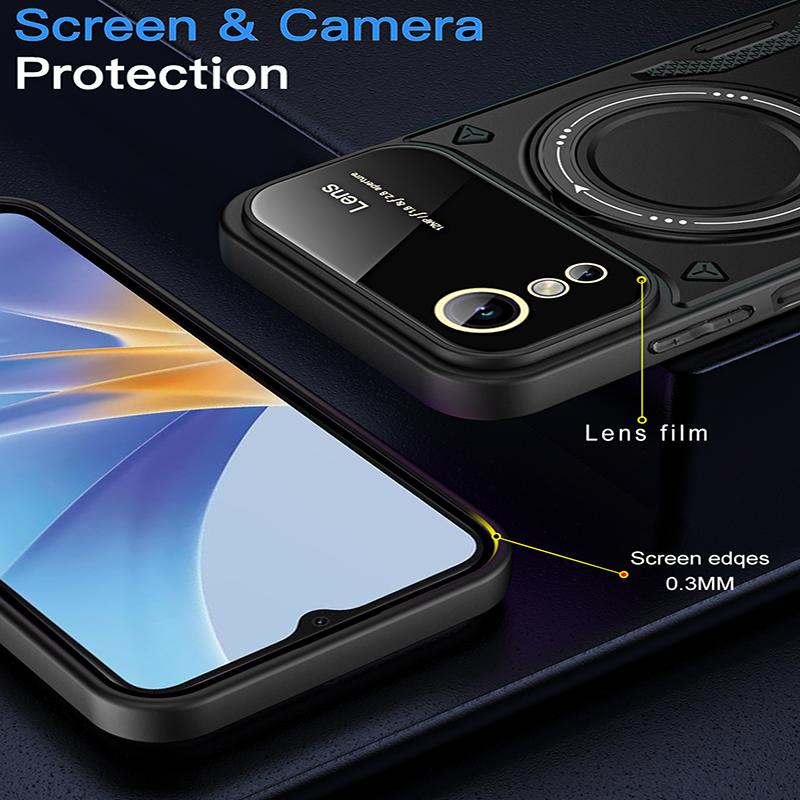 Magnetic Stand Military Grade Cases For OPPO A2 A5 A5X A17 A54 A57 A58 A77 A78 A79 A98 Shockproof Lens Protection Armor Case