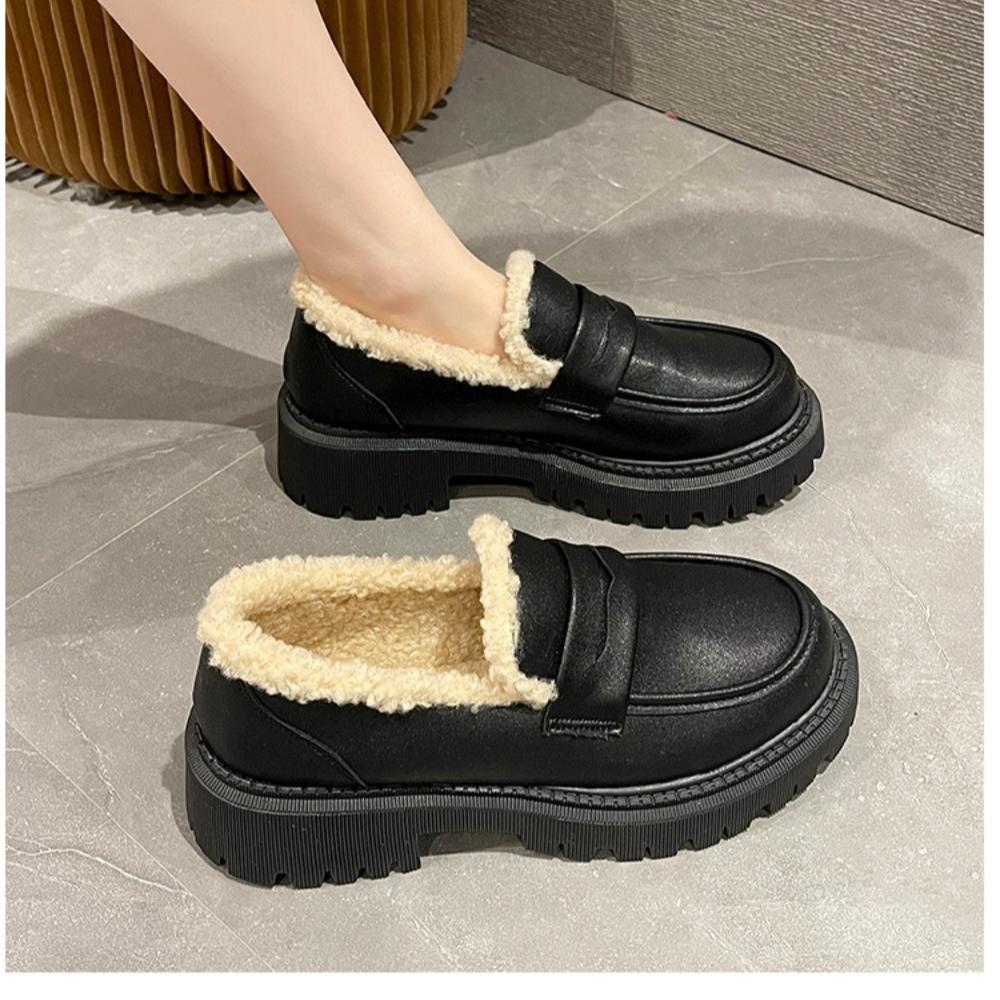 Fashion Amy and Michael Cute Girls Uniform Chunky Princess Shoes Female Women Brown Platform Pumps Retro Loafers Winter Warm Plush Shoes