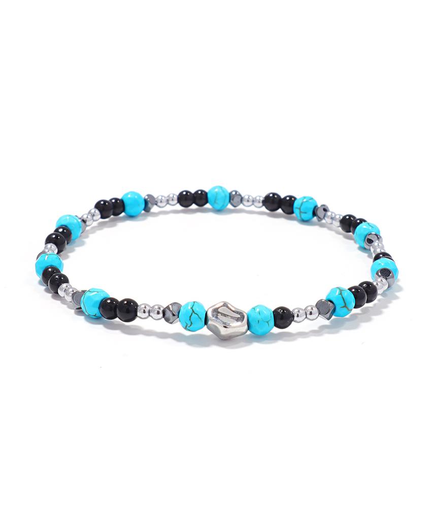 Polalita Turquoise Black Onyx Silver Hema Bracelet (Plt-Br-129_Bk)