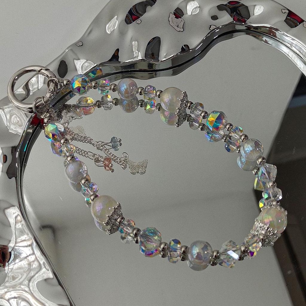 26cm Short Bead Chain Phone Lanyard Wrist Strap Mobile Accessory with Tether Tab