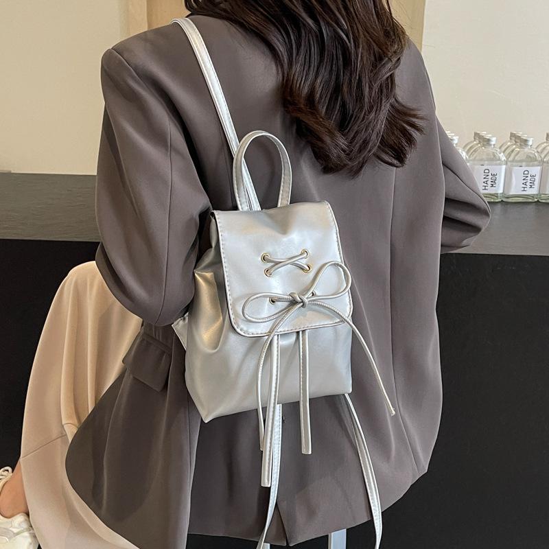 Korean Version Bow Double Shoulder Small Bag Women 2025 New Trendy Korean Backpack Cute Portable Shoulder Bag Schoolbag