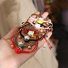 Ceramic Cat Pendant Maneki Neko Bracelet Chinese Style Jewelry Women Hand Ring Red Braided Rope