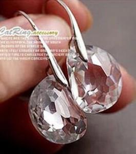 Japanese And Korean Personality Peas Transparent White Women Crystal Earrings Jewelry Lover Tears Brincos