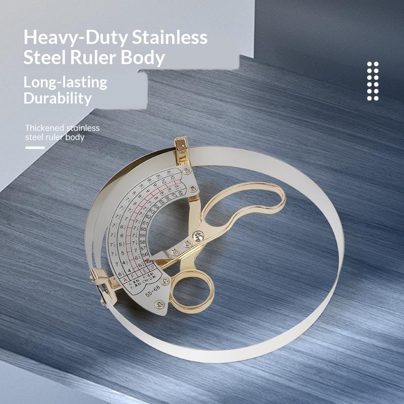 

Stainless Steel & Brass Hat Ruler Scissor Type Adult Hat Size Measuring Tools Handle Stainless Steel L-55-68cm