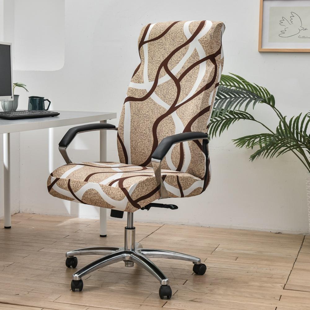 Coprisedia da ufficio con cerniera resistente, coprisedia da scrivania elasticizzato lavabile stampato, coprisedia da computer con schienale alto, coprisedile per sedia da ufficio