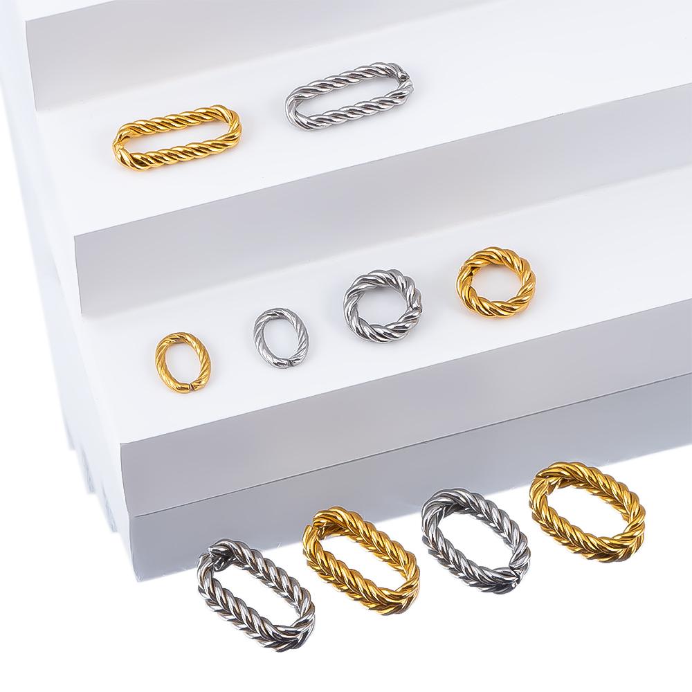 10pcs 20pcs Stainless Steel Oval Charms Geometric Connectors Jewelry Making Necklace Bracelets Twist Open Connection Jump Rings