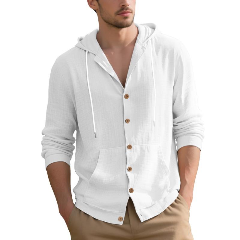 2026 Autumn and Winter New Solid Color Fashion Shirt Casual Long Sleeve Hooded Cardigan Jacket