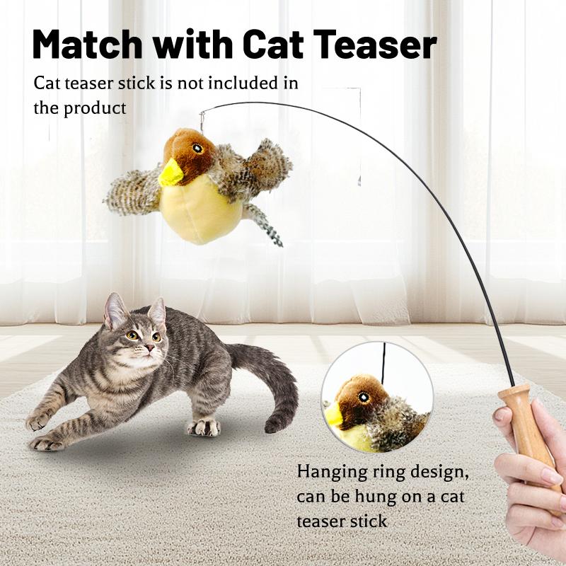 1 Stück Sound Vogel Spielzeug Katze Feder Spielzeug Katze Feder Spielzeug Interaktives Katzenspielzeug mit Geräuschen Geräuschspielzeug Grille Vogel