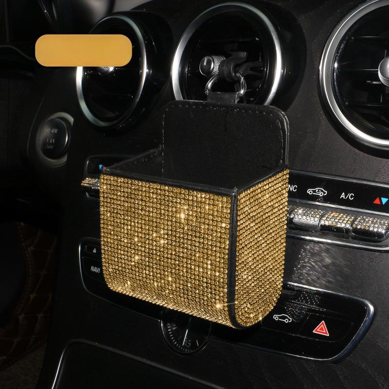 Car Storage Bag Air Vent Dashboard Tidy Hanging Leather Organizer Box Glasses Phone Holder Storage Organizer Car Accessories