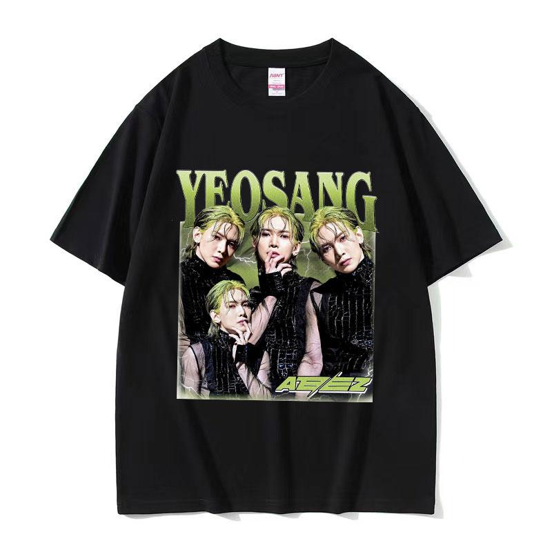 T-shirt Grafica Coreana Ateez MINGI Unisex Hip Hop Retro Moda Manica Corta T-shirt Casual Oversize Cotone Streetwear