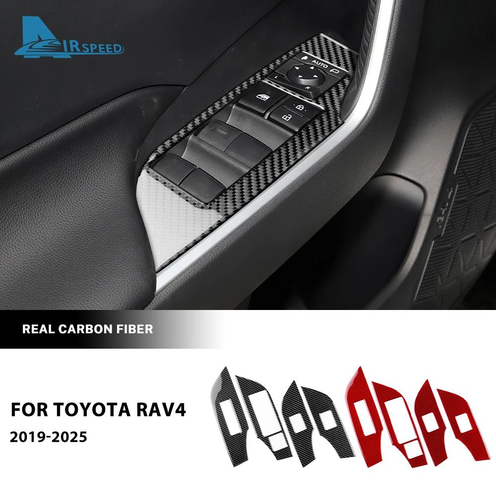 Carbon Fiber Style Window Switch Panel Trim for Toyota RAV4 XA50 2019-2025 LHD RHD