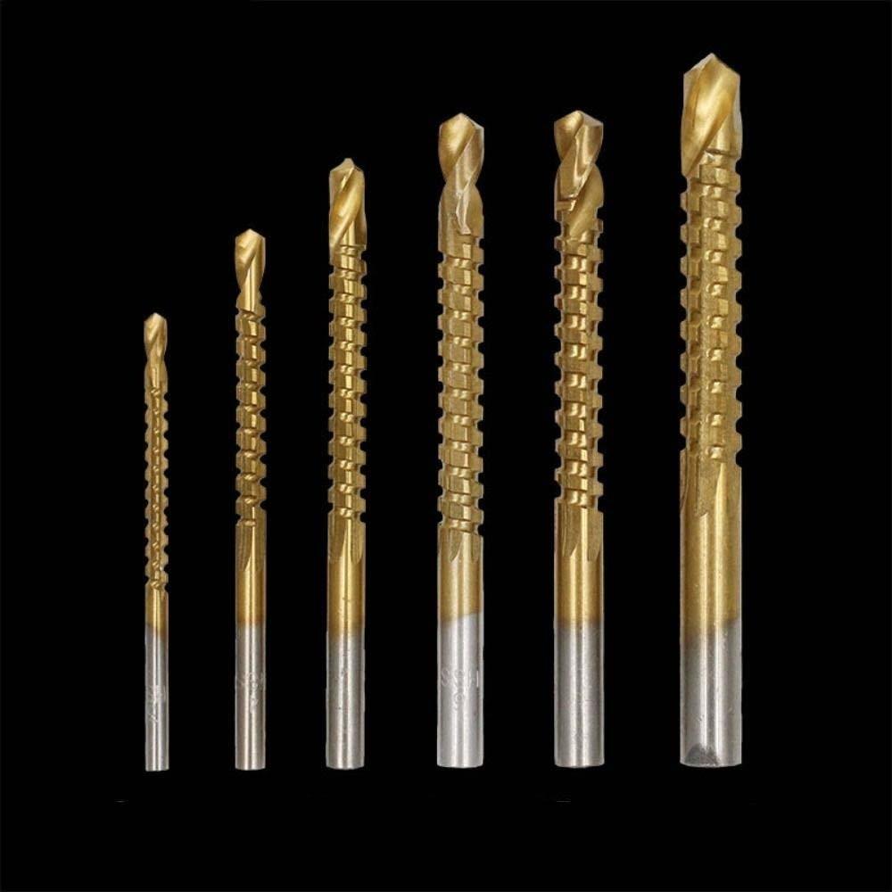 6pcs Hole Opening Grooving Drills Multi-functional HSS Drill Bits 3 in 1 Twist Bore Bits  Carpenter