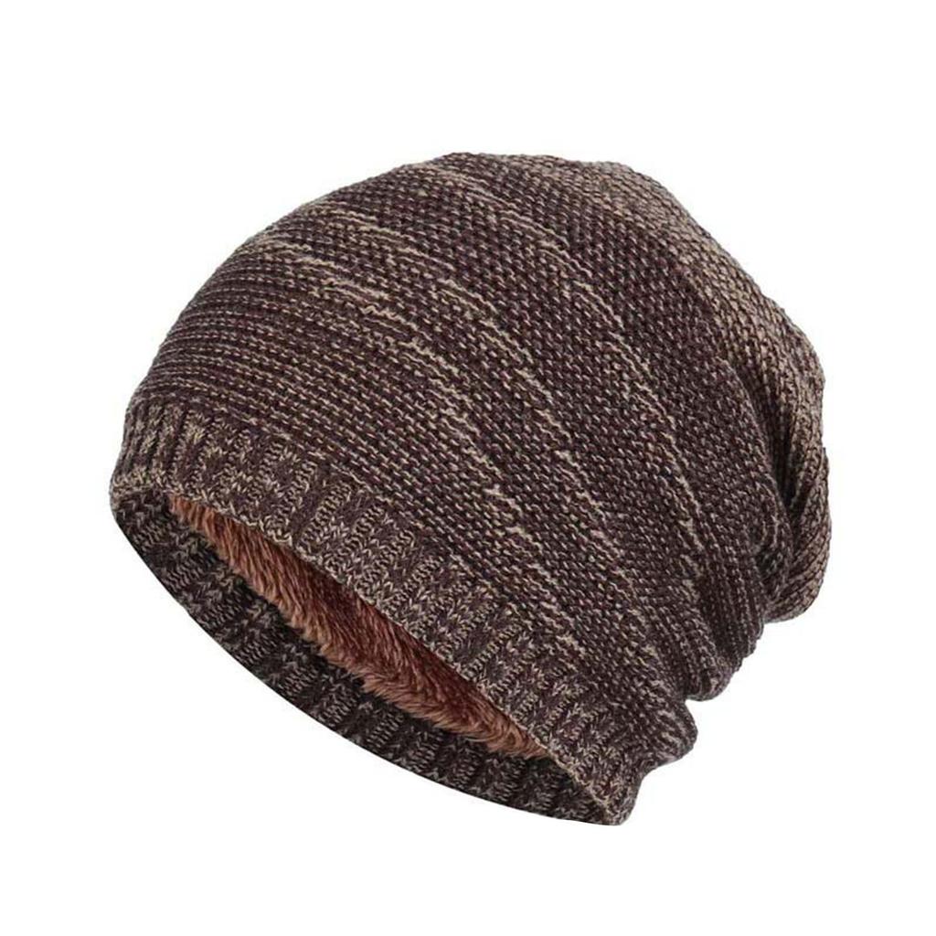 Men's Winter Knitted Beanie Hat Thickened Fleece Lined Warm Outdoor Sports Casual Slouchy Skull Cap for Cold Weather Protection