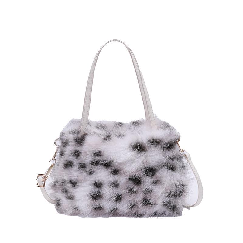 

Trendy Leopard Print Plush Casual Shoulder Handbag
