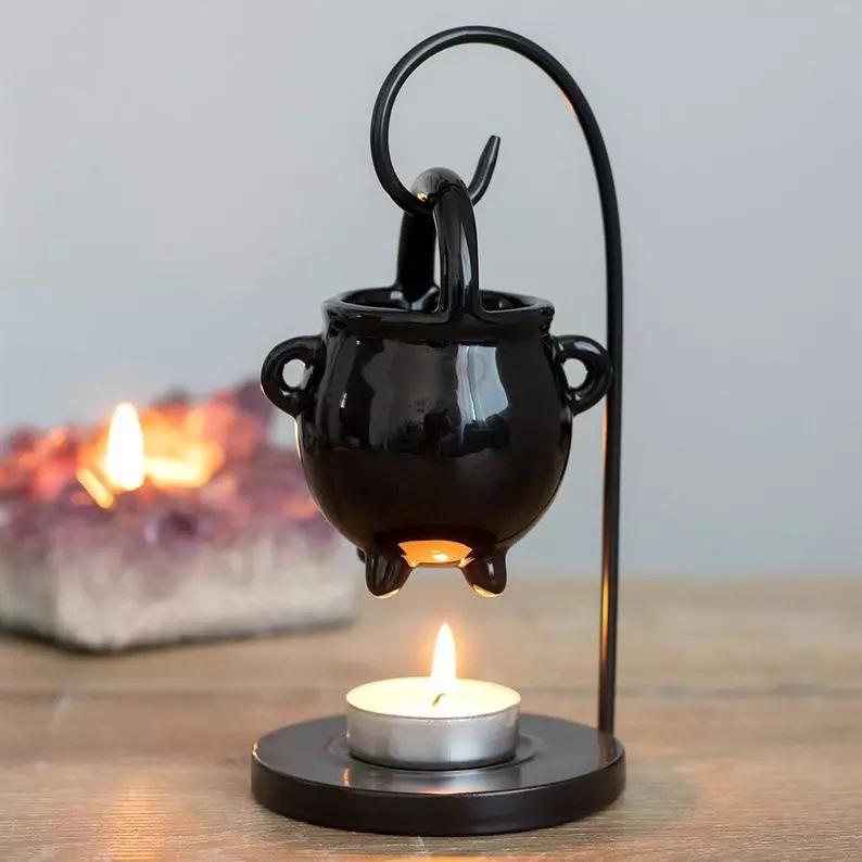 Witch's Brew Essential Oil Ceramic Aromatherapy Stove with Creative Iron Rack and Hook